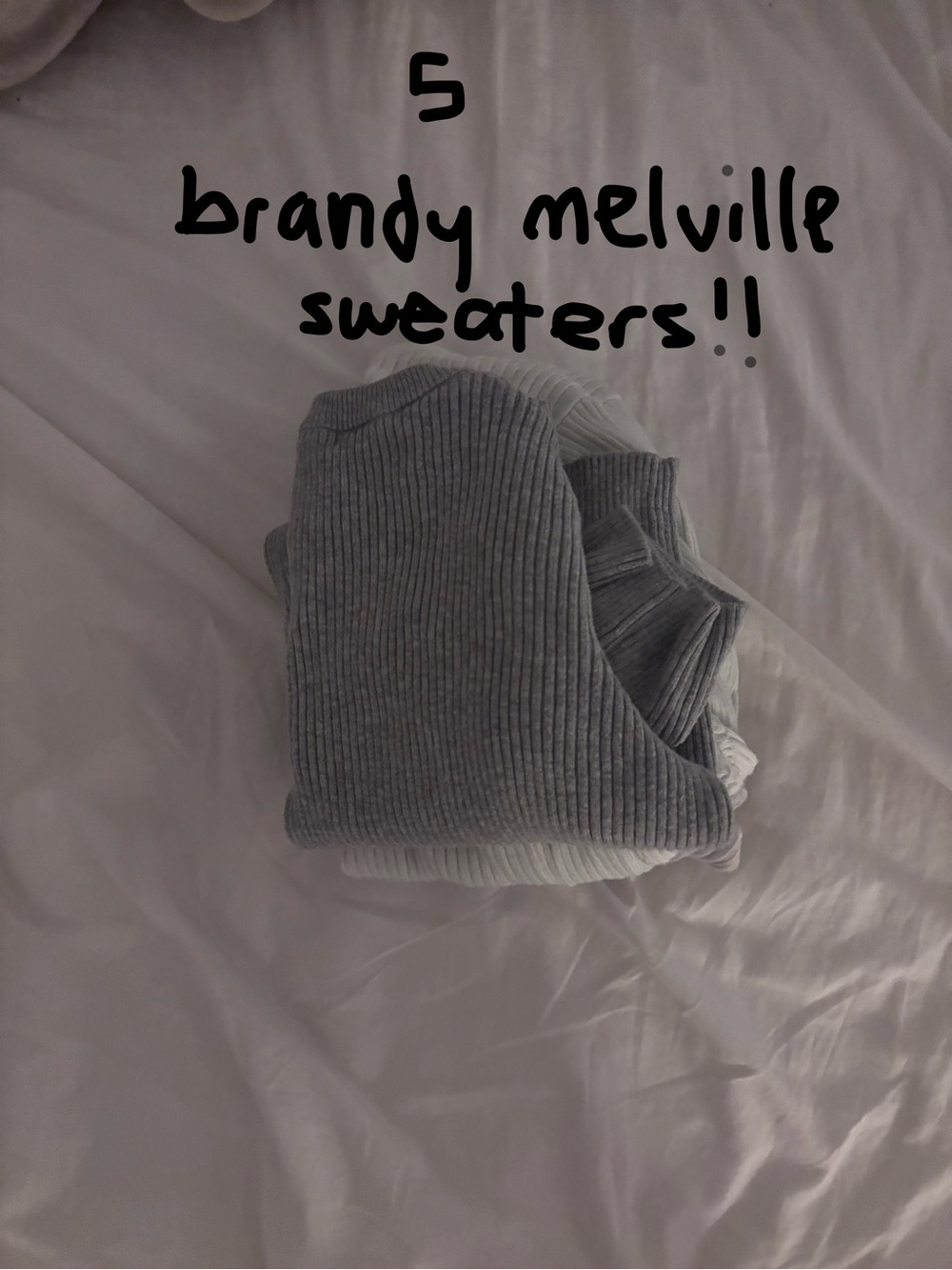 BUNDLE 5 Brandy Melville Sweaters; dark grey,light blue, light pink, navy, white